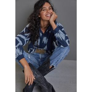 New Anthropologie Pilcro The Romy Relaxed Buttondown $148 SMALL Blue